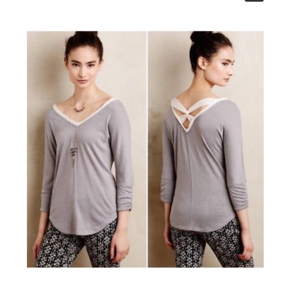 Anthropologie DELETTA Mara Tee Gray Sz M